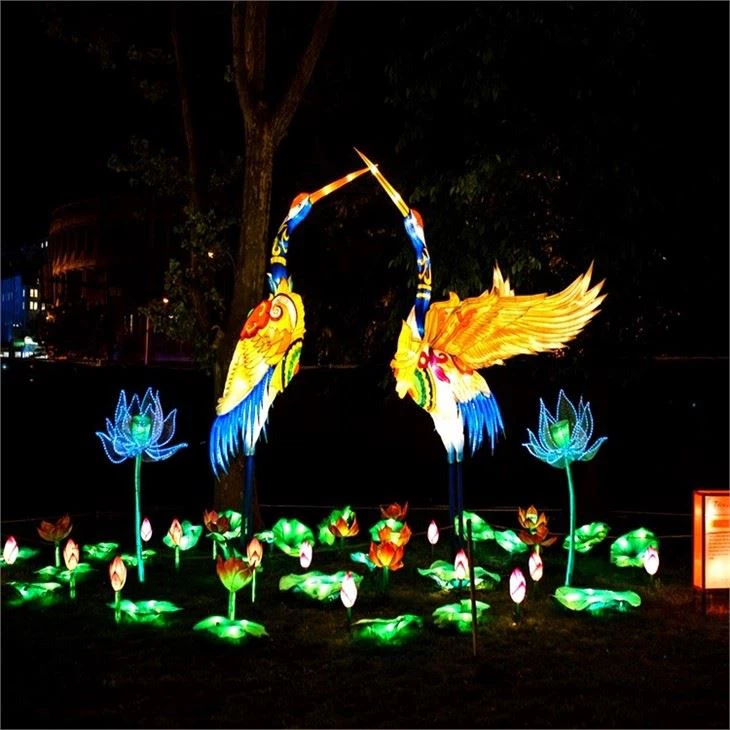 Zigong Fabric Chinese Silk Large Animal Lanterns For Christmas Event